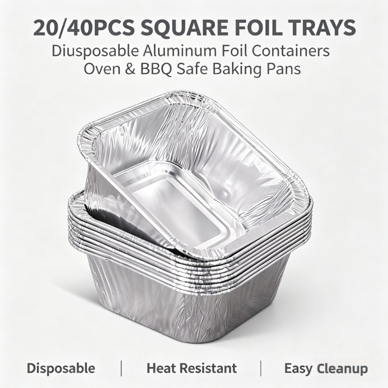 Kitchen Baking Storage Containers - 20/40 Unidades de Bandejas Cuadradas Desechables