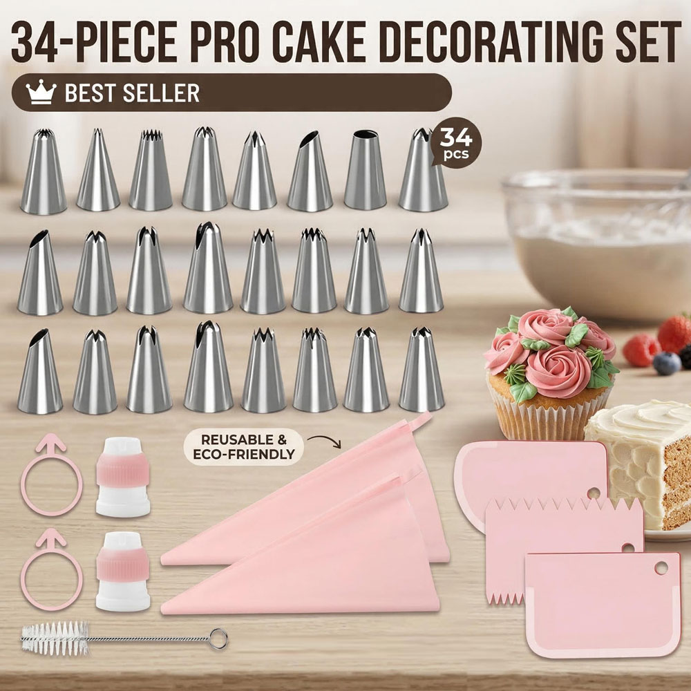 Decorating Tip Set - Juego de 34 Boquillas para Decoración