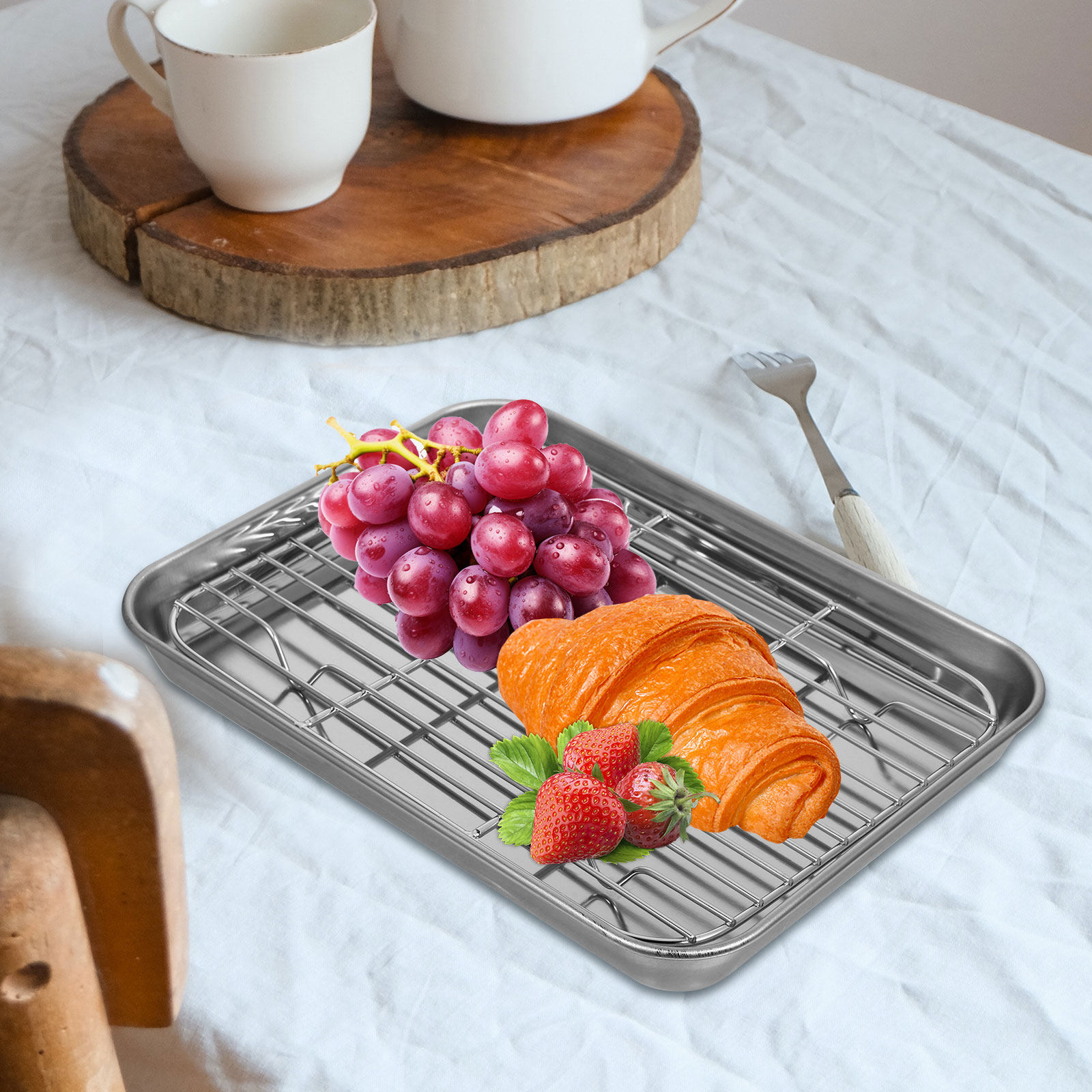 Juego de 2 bandejas de acero i - Kitchen Baking Pan Storage reseña y precio