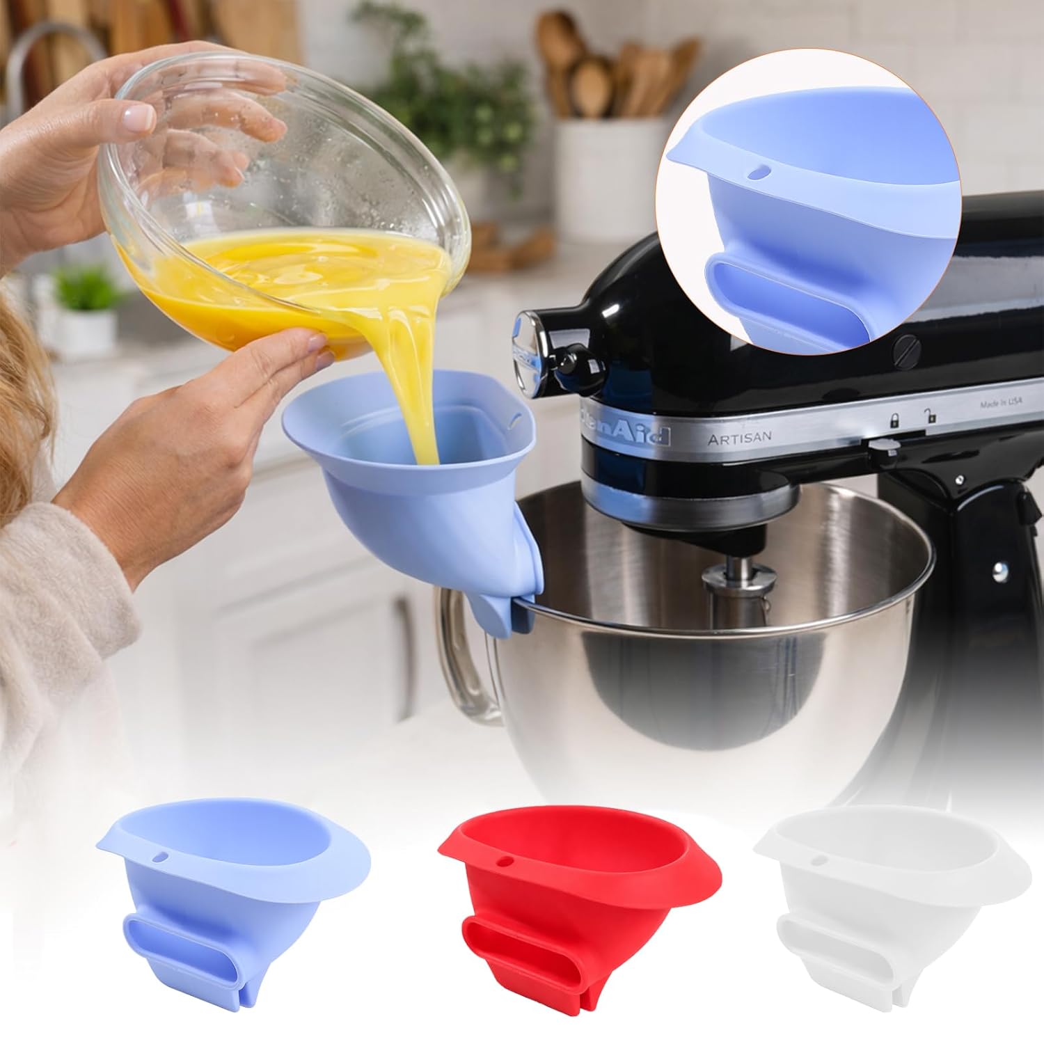 Embudo de silicona azul para m - Kitchen Aid Baking Bread reseña y precio