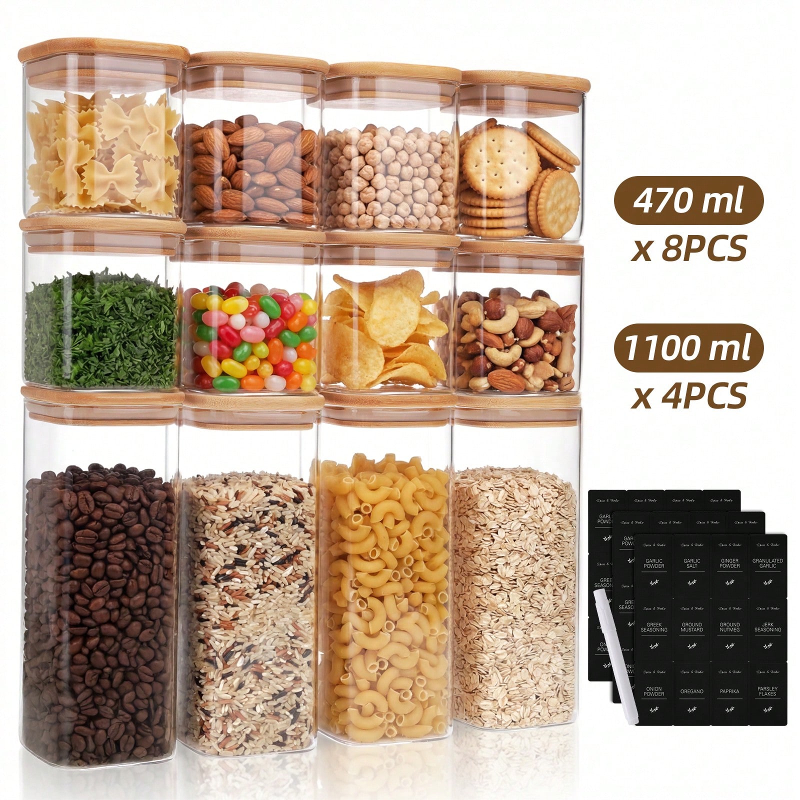 Tomnk 12 recipientes de vidrio - Kitchen Baking Pantry reseña y precio
